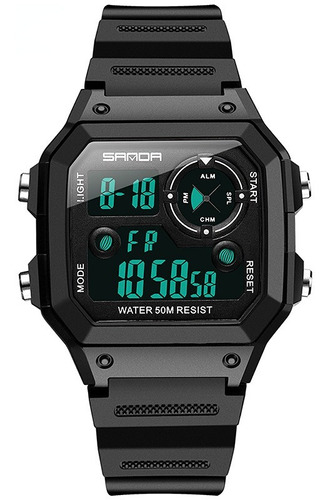 Reloj Sanda 418, Cuadrado, Militar, Deportivo, Led