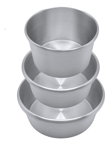 De 3 Moldes Para Pastel Redondo 8,10 Y 12cm De Aluminio Color Gris