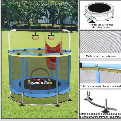 Trampolín Ajustable De 1.5m Para Niños Con Red Segura