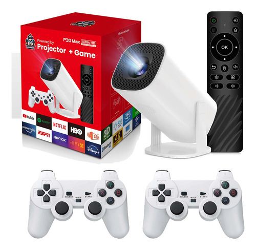 Projetor Android 4k Wifi 5ghz 3800 Jogos Retro 2 Controles