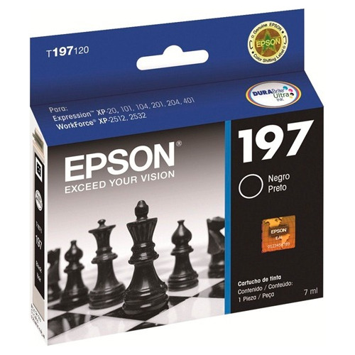 Cartucho Tinta Epson Negro 197 Xp-20 Xp-401 Wf-2512 Wf-2532