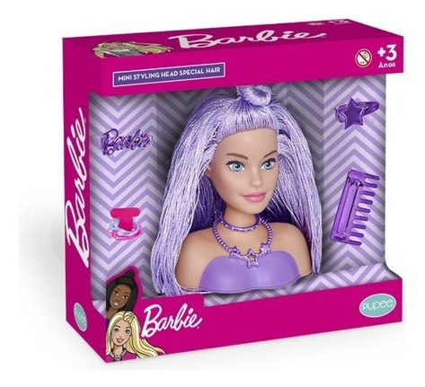 Barbie Mini Busto Styling Head Special Hair Lilás - Pupee