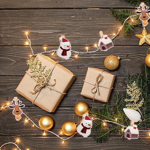 4 X 6 Piezas Clips De Madera Navideños Clips Lindos Para