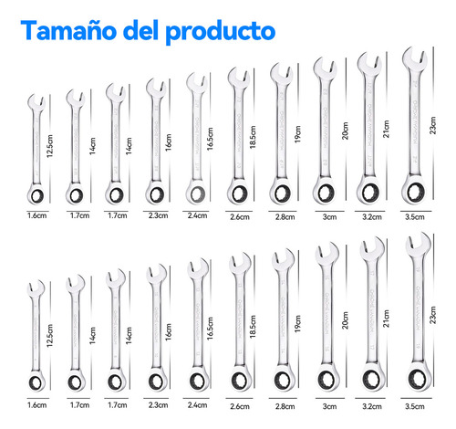 Hikeren Juego De Llaves Trinquete De Pulgadas Y Métricas De 20 Pcs