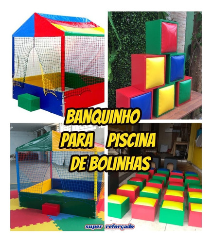 Banquinho Para Piscina De Bolinhas Geral Kit Com 01+brinde