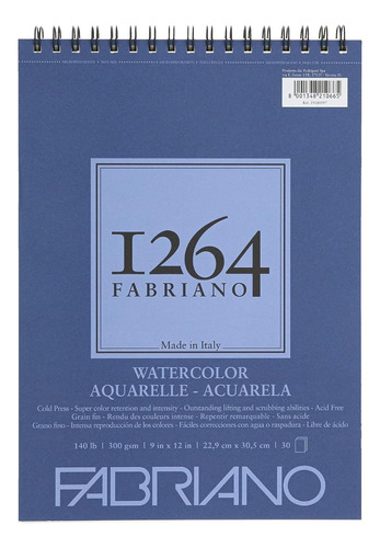 Fabriano 1264 Cuaderno Acuarela Dibujo 22.9x30.5cms 30h