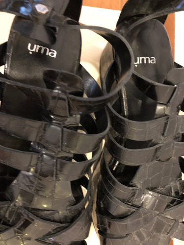 Sandalias Uma Negras Con Plataforma Talle 39 Nuevas!