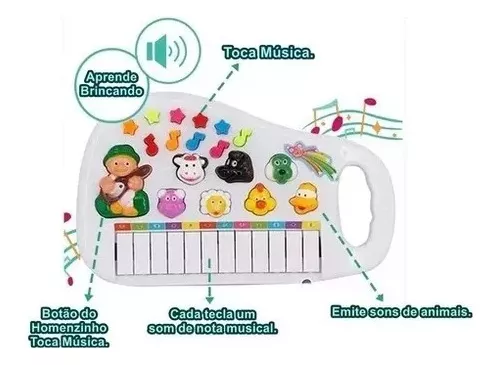 Piano Infantil Teclado Musical Educativo Bebe Criança Bichos Colorido em  Promoção no Oferta Esperta