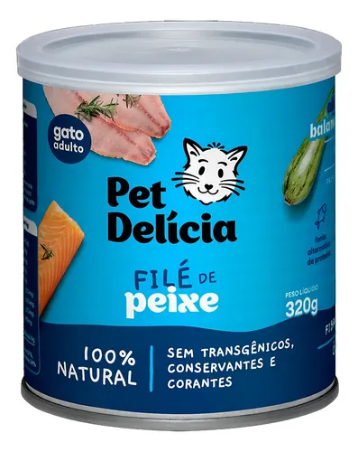 Pet Delícia Ração Úmida Gatos Adultos Peixe Lata 320g