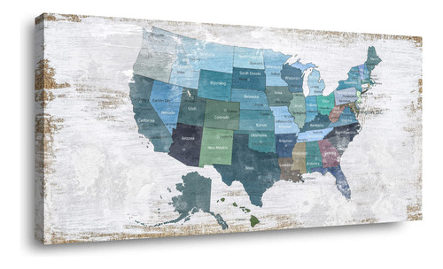 Mapa De Los Estados Unidos De America, Decoracion De Pared,