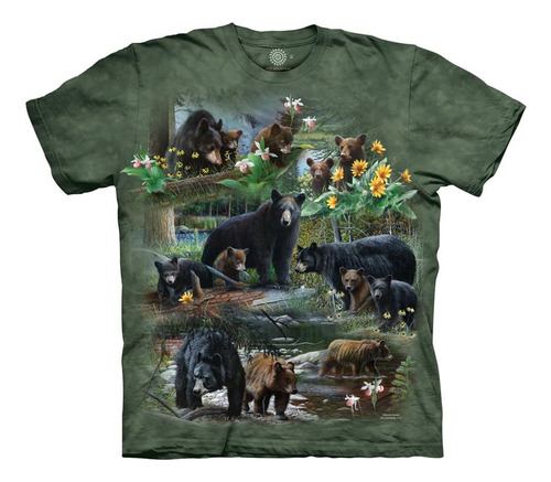 The Mountain Bear Collage - Camiseta Para Adulto, Color Verd