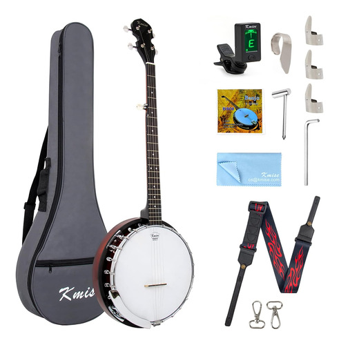 Banjo Resonador De 5 Cuerdas Kmise, Profesional Sapele Back