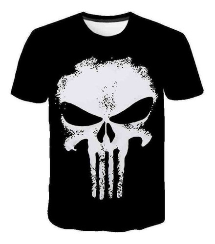 Camiseta De Manga Corta Con Estampado 3d De Punisher Skull