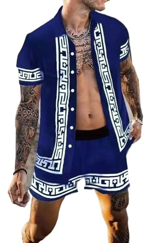 Conjunto De Camisa De Playa Hawaiana Vintage Para Hombre 2