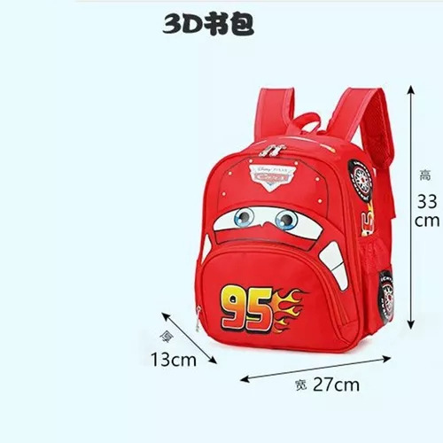 Mochila infantil de dibujos animados de Disney para niños con coche para jardín, color rojo