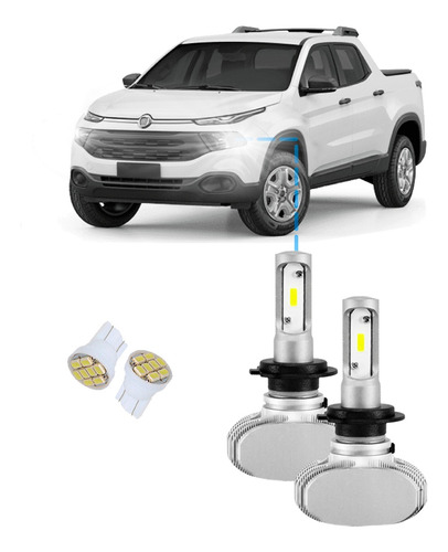 Kit Ultra Led S1 Fiat Toro 2016/2022 12000lm 6500k Alta