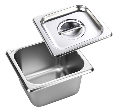 Cuba Gn 1/6 100mm Com Tampa Para Buffet Sorveteria Aço Inox