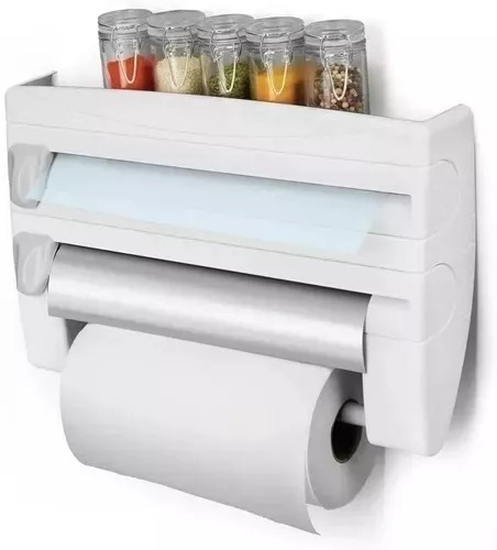 Dispensador Rollo Papel Cocina 4en1 Cortador Aluminio Papel