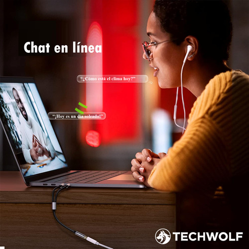 Cable Divisor Audio Para Auriculares 3.5mm En Y, Adaptador De Audio 2 Machos (audio + Micrófono) A 3.5mm Hembra Techwolf Cable Auxiliar De 3,5 Mm Para Pc Y Laptop 30cm De Longitud Color Gris