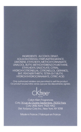 Perfume Calvin Klein Ck Free Eau De Toilette 30 Ml Para Homb