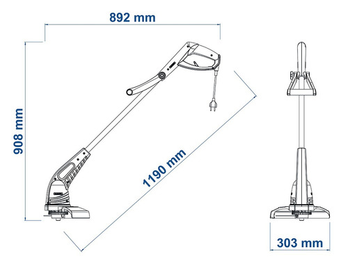 Imagen 7 de 10 de Bordeadora Eléctrica Con Tanza 1000w 28 Cm Corte Tramontina