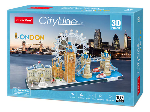 Cubicfun Rompecabezas 3d Londres Cityline Arquitectura Famosa Kits De Edificio Modelo, Souvenir Decoracion Hogar Y S Para Adultos Y Niños, 107 Piezas