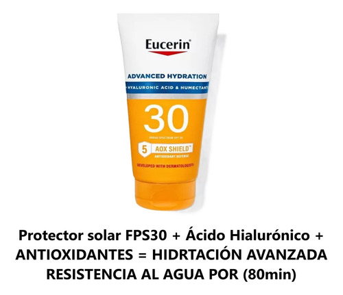 Protector Solar Eucerin Fps 30 150ml Hidratación Avanzada