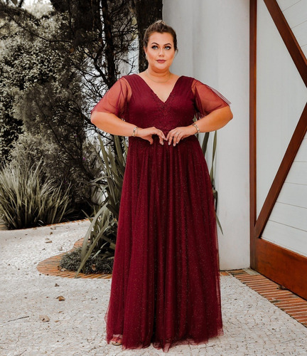 Vestido Festa Azul Royal Plus Size Madrinha Casamento Brilho