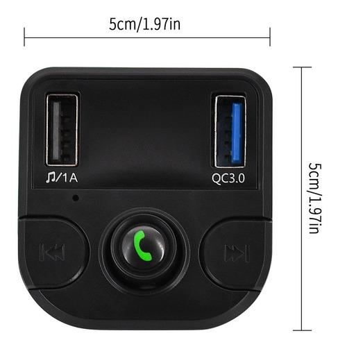 Imagen 2 de 10 de Receptor Bluetooth Autos Transmisor Fm Mp3 Carga Rapida Usb