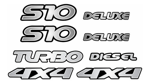 Jogo Emblema Adesivo Resinado S10 Deluxe Diesel Kitr06