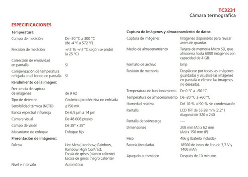 Camara Termografica Megger Tc3231 (simil Flir I3 I7 Uni-t