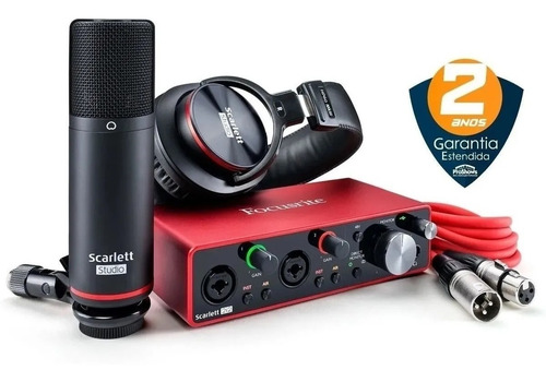 Kit Home Studio Scarlett 2i2 Studio - 3a Geração - Focusrite