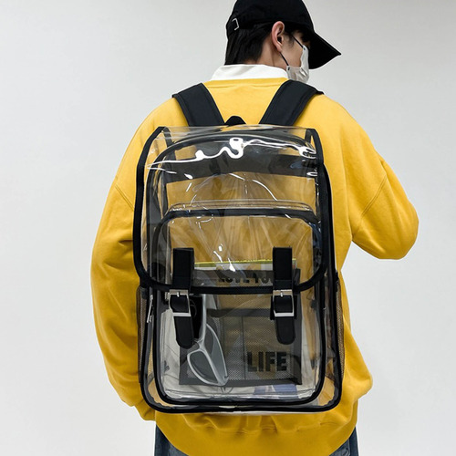 Mochila J, Resistente, Transparente, Con Compartimento Grande Para Portátil Pl