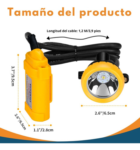 Linterna De Cabeza Led Para Minería Luz Intensa Y Recargab