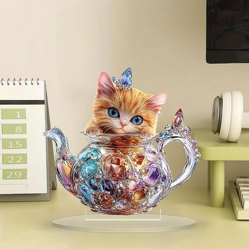 2d Cat Flat Acrylic Sign Tabletop Decoración De Arte De