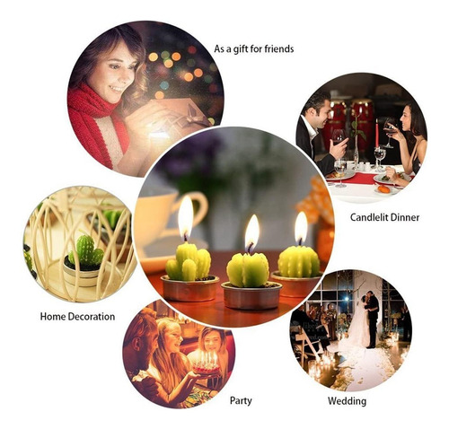Aixiang 72 Sets Cactus Candles Suculent Talight Candles + Or