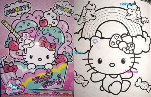 10 Libro Para Colorear Kitty + 10 Cajitas Crayones (8) :)