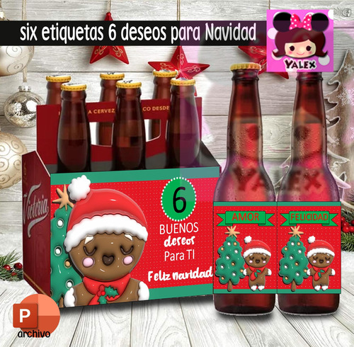 Kits Six Etiquetas Navidad Cerveza Kit Imprimible Editable