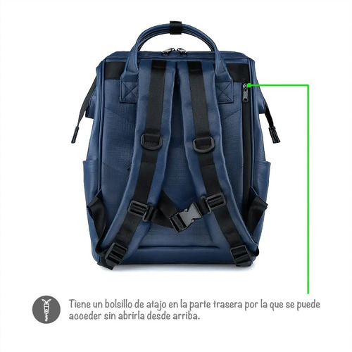 Imagen 4 de 8 de Mochila Himawari Cuero Ecologico Super Segura Y Comoda