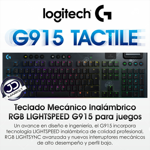 Imagen 2 de 10 de Logitech G915 Lightspeed, Teclado Gamer Mecánico Inalámbrico