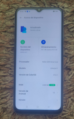 Celular Oppo A17, 64gb De Memoria Y 4+4 Gb En Ram, Libre Para Cualquier Compañía, Sin Detalles, Todo Funciona Bien, Excelente Estetica Azul