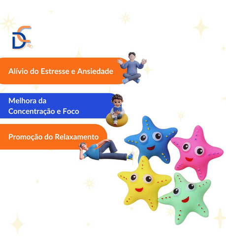 Antiestresse Brinquedo Estrela Do Mar De Apertar Relaxante Cor Azul