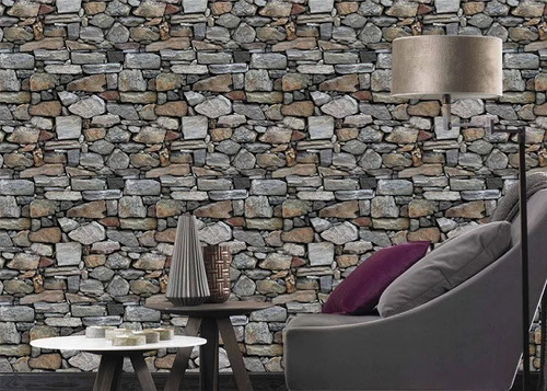 Imagen 3 de 9 de Papel Muresco Vinilizado Zen 34711 Piedra Adhesivo Gratis