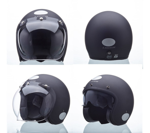 Capacete Lucca Custom Old School Matt Black - Full
