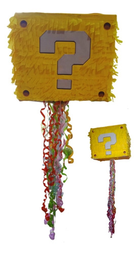 Piñata Mario Bros. Cubo Interrogación Sistema Pull String 