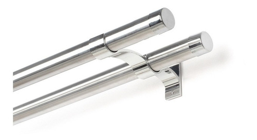Kit Varão Para Cortina Duplo 19mm/28mm 2,50 Metros Alumínio Cor Cromado