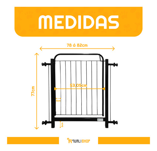 Grade Portao 78x132cm Protecao Pets Crianças C/ Extensor
