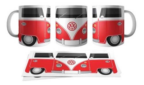 Taza Ceramica Combi Vw Roja Volkswagen Calidad Importada