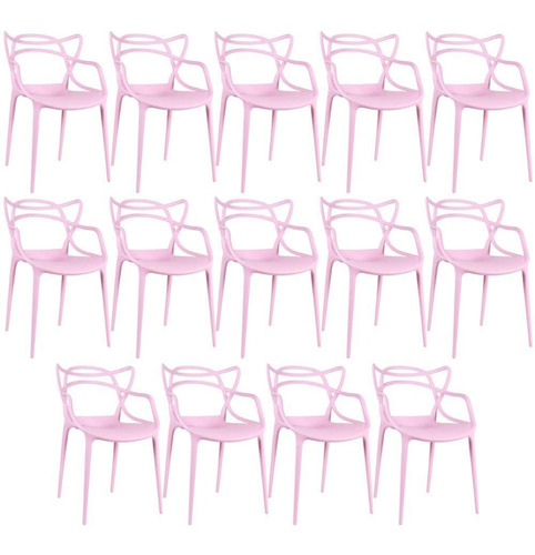 Kit - 14 X Cadeiras Masters - Allegra - Polipropileno - Cor da estrutura da cadeira Rosa