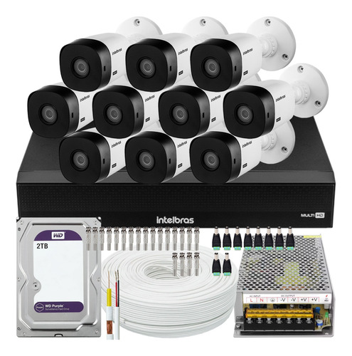 Kit Cftv Intelbras 10 Câmeras 1220 Full Hd 3116-c 2tb Purple
